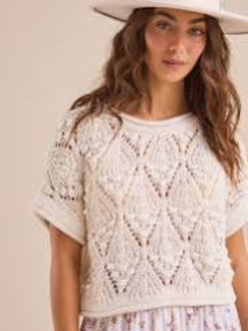 Altar’d State Evelyn Ivory Pointelle Sweater Vest Size Large - CG0514 - Picture 2 of 10